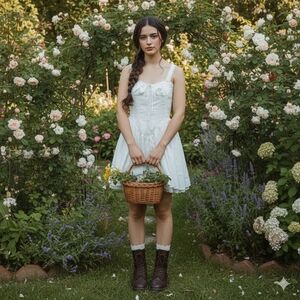 White Lace Corset Style Mini Dress | Cottagecore Fairycore | Size M Fit&Flare